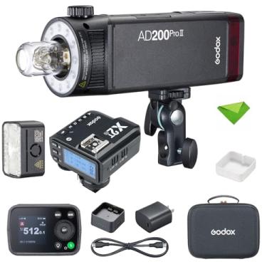 Imagem de GODOX AD200 Pro II AD200Pro II 200Ws 2.4G TTL Flash + Godox X2T-N Flash Trigger para Nikon, 0.01-1.8s Recycling, Bi-Color LED Modeling Pocket Monolight para câmeras DSLR