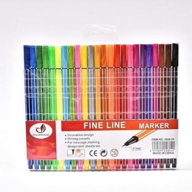 Imagem de Canetas Coloridas de Ponta Fina Fineliner 0,4mm, Kit 24 e 12 Cores vivas Caneta de ponta fina Caneta Colorida de Ponta Fina Fine Liner (24)