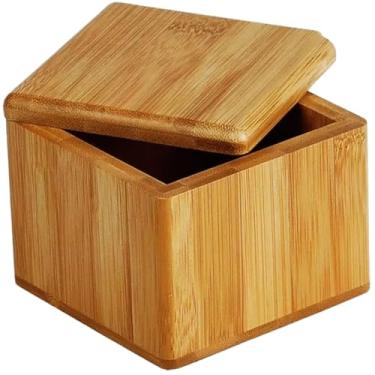 Imagem de Saleiro com Tampa Giratória Welf em Bambu 11 x 10,5 x 8,5 cm