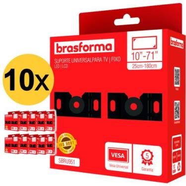 Imagem de Kit 10 Suportes para TV Universal até 40kg - BRU951 - BRASFORMA