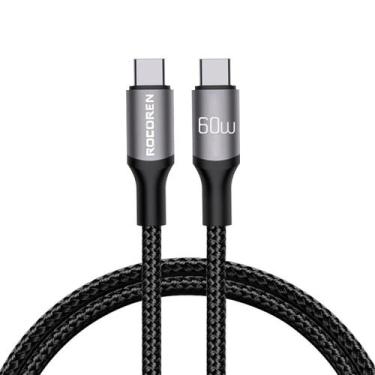 Imagem de Cabo USB-C 60W PD QC 3.0 Retro Series Nylon 1m Rocoren