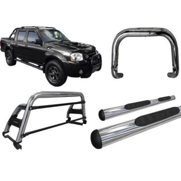 Imagem de Kit Quebra Mato Santo Antonio H2 Estribo Frontier2007 Cromado - HOZZ