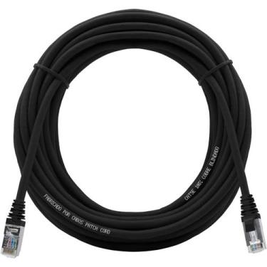 Imagem de Cabo de Rede Patch Cord Cat5e 100% Cobre Blindado Preto 10 Metros - Ca