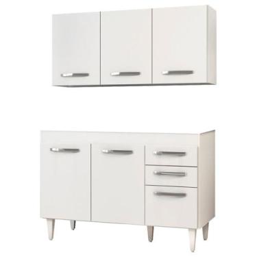 Imagem de Armário Aéreo Honduras e Balcão Gabinete de Pia Suécia 120cm Branco - 