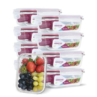 Imagem de KIT 9 Potes de Vidro Retangular com Tampa Hermética 370ml - U4home, Ve