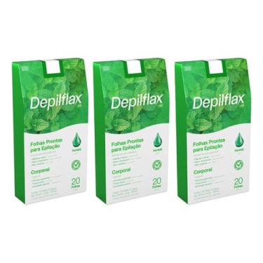 Imagem de Kit Depilflax 3 Caixas Cera Depilitórias Folhas Hortelã 20un