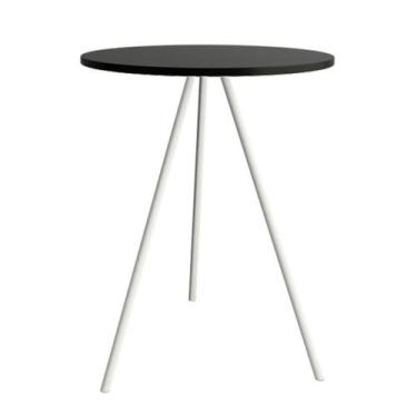 Imagem de Mesa Lateral Gabriela Branca Tampo de Madeira Preto - Up Home