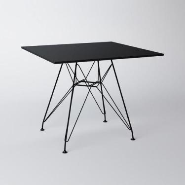 Imagem de Mesa Eiffel Quadrada 90cm Tampo de Madeira Preto com Base de Ferro Pre