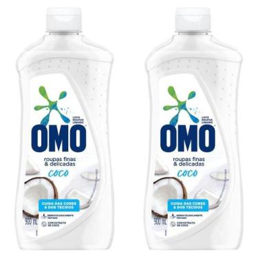 Imagem de Kit 2 Lava-Roupas Omo Líquido Roupas Finas e Delicadas Coco 900ml