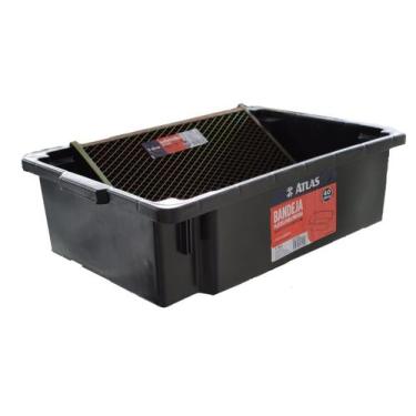 Imagem de Bandeja caçamba para pintura 40l + grelha tira tinta para rolo duplo 4