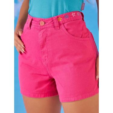 Imagem de Shorts Jeans Colorido Cintura Bordada Emily Rosa - Toda Bella Jeans, 4