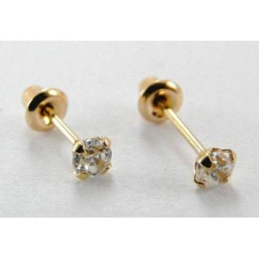 Imagem de Brinco Infantil Zircônia 2.5mm Tarracha Baby  De Ouro 18k - DR Joias