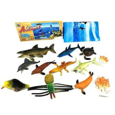 Imagem de Kit Fundo Do Oceano Brinquedo 12 Boneco Peixe Tartaruga Foca - Fisher-
