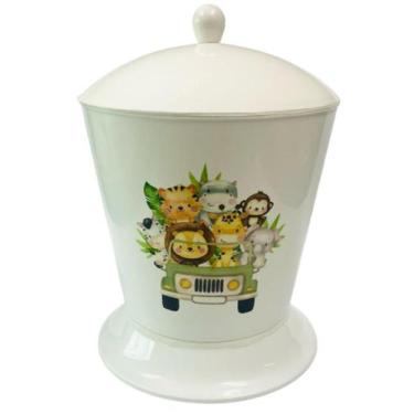 Imagem de Lixeira Infantil para Quarto - Dóia Kids, Safari Juntos/Tampa Branca