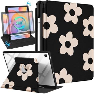 Imagem de Kidcube Capa para Samsung Galaxy Tab S6 Lite de 10,4 polegadas 2022/2020 para mulheres e meninas capa fólio fofa com suporte de lápis design floral feminino com suporte giratório para tablet