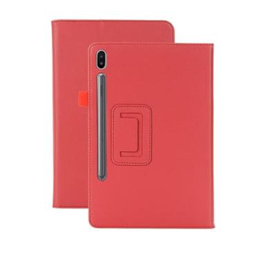 Imagem de ZZOUGYY Capa de tablet para Samsung Galaxy Tab S6 10.5 T860 T865 T867 (versão 2019), capa de couro ultrafina com suporte para Galaxy Tab S6 2019 SM-T860 SM-T865 SM-T867 10,5 polegadas (Li-Red)
