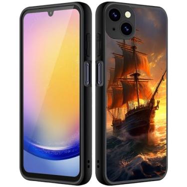 Imagem de ZHUHEHEAH Capa para iPhone 15 Plus, capa protetora ultrafina de silicone líquido antiderrapante elegante, adequada para iPhone 15 Plus de 6,7 polegadas 2023, navio pirata