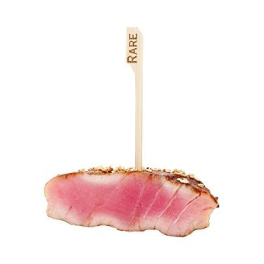 Imagem de RW Smart Marcadores de bife raros de 10 cm, 1000 varetas descartáveis de carne – Design resistente, com remo, marcadores de temperatura de bife de bambu natural, para churrascos, festas ou buffets – Restaurantware