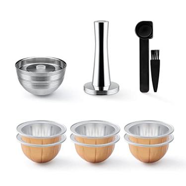 Imagem de BENFUCHEN Cápsula Vertuo reutilizável de aço inoxidável compatível apenas com VERTUO NEXT+VAZIO Alumium-VERTUO-Pods-80+150 + 230 ml cada 2 peças + calcadeira de café ForNespressoVertuoNext cápsulas