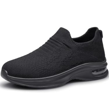 Imagem de YHOON Sapatos infantis para meninos e meninas, tênis atlético, fitness, tênis, caminhada, escolar, para crianças pequenas/crianças grandes, Todo preto, 5 Big Kid