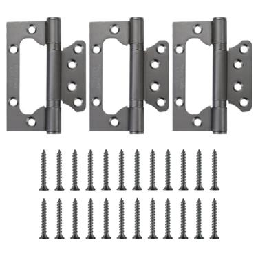 Imagem de Kigauru 3 peças de dobradiças de porta sem encaixe, níquel acetinado, aço inoxidável, ferragens, rolamento de 10 x 7 cm, dobradiça de porta interior suave para armários de móveis com parafusos de