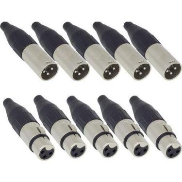 Imagem de Kit 10 Plug Conector Xlr Santo Angelo Canon Macho E Femea