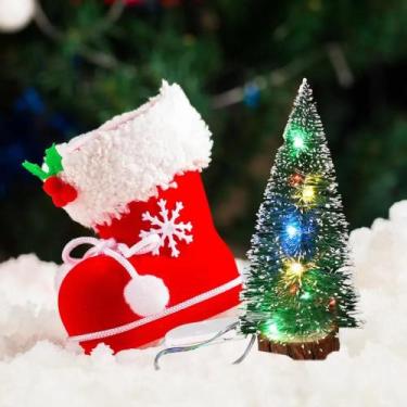 Imagem de Mini árvore natal de mesa enfeite natalino led colorido festa decoraçã