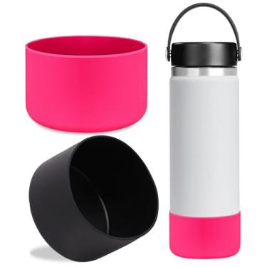 Imagem de Luckinee 2 peças de proteção para bota de silicone para Hydro Flask de boca larga 947 g 1,134 g, manga de base de silicone para Owala Freesip/Flip/Twist 1,134 g e garrafa de outra marca com 9 cm de