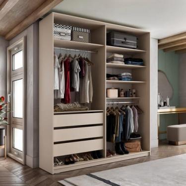 Imagem de Closet Solteiro 100% Mdf Bp 159,5cm 3 Gavetas Monreale - RR Móveis