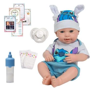Imagem de Bebê Tipo Reborn Carequinha Com Lindo Recém Nascido + Itens - Cegonha 
