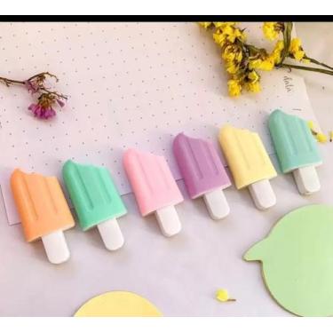 Imagem de Caneta Marca Texto Picolé Colorida Pastel 6 Unidades - Exito