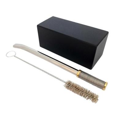 Imagem de Kit tereré copo cuia quadrado 250ml preto + bomba mola desmontável 19c