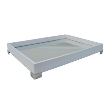 Imagem de Bandeja Branca Decoração Bancada Lavabo Multiuso B086 Prata - Ciranda 