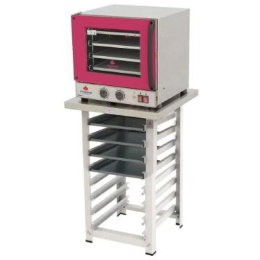 Imagem de Kit - Forno Turbo Elétrico Fast Oven PRP-004 127v Vermelho + Bancada +