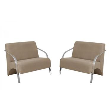 Imagem de Kit 2 Poltronas Namoradeira 2 Lugares Vênus Braço Alumínio D Salla Sue