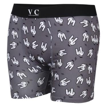 Imagem de Cueca Boxer Long Estampa Digital VC Rock - Vitoria Compras, G, Cinza, 