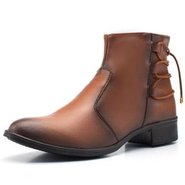 Imagem de Botas Femininas Cano Curto Moda Amarração Com Zíper Tendência - EXP, 3