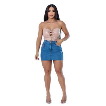 Imagem de Saia Jeans Monique Escura - Toda Bella Jeans, 42, Azul escuro