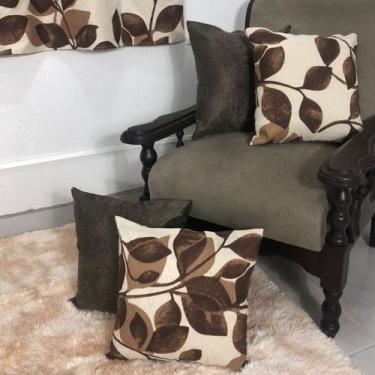 Imagem de Combo Cortina Sala Estampada 2,00x1,70m + 4 Almofadas Cheias - Angel D