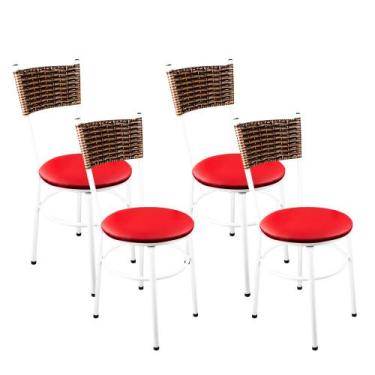Imagem de 4 Cadeiras Branca Para Cozinha Viena Avelã - Laumar, Vermelho