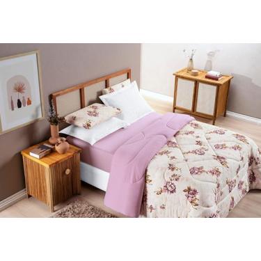 Imagem de Edredom Dupla Face Queem Quality - Bia Enxovais, rosa floral