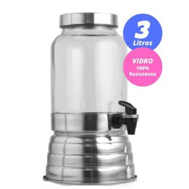 Imagem de Suqueira De Vidro Dispenser Com Torneira Suporte Para Bebidas Suco Cer