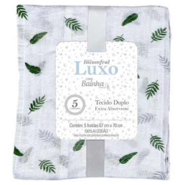 Imagem de Fralda De Pano Luxo Estampada Com Bainha 5 Unidades - Incomfral, NOVA 