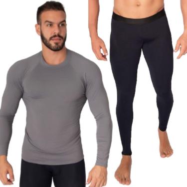 Imagem de Conjunto Blusa + Calça Térmica Proteção UV Poliamida Serra e Mar Academia Moda Fitness Masculina-Masculino