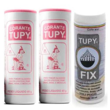 Imagem de Corante Tupy 02 + 1 Fixador Tupy Fix para Tingir Roupa KIT, Rosa