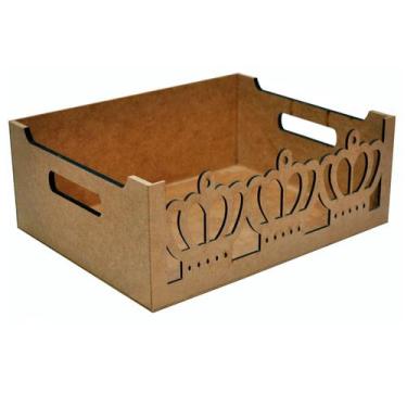 Imagem de Cesto Bebê Coroa Laser Mdf Madeira Cru - Atacadão do Artesanato MDF