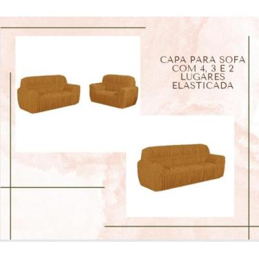 Imagem de Capa para sofa com 4, 3 e 2 lugares elasticada - MAYRA ENXOVAIS, mosta