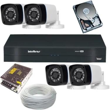 Imagem de Kit Cftv 4 Cameras Segurança Dvr Intelbras Acesso Celular