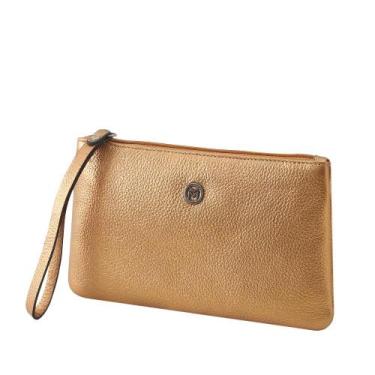 Imagem de Bolsa Carteira Clutch de Couro Mariart Cambará, Bronze