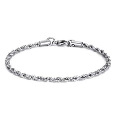Imagem de Pulseira Fina Cordão Torcido 2mm Aço Inox 316l - Vorax Acessórios